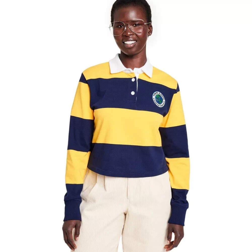 Rowing Blazers x Target Women's Stripe Collared Long Sleeve Rugby Polo Shirt M